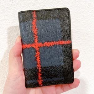 Coach Card Wallet Navy Plaid C7932G for Men